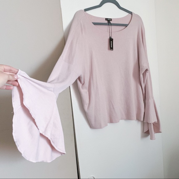 Express Sweaters - Express Blush Bell Sleeve Sweater